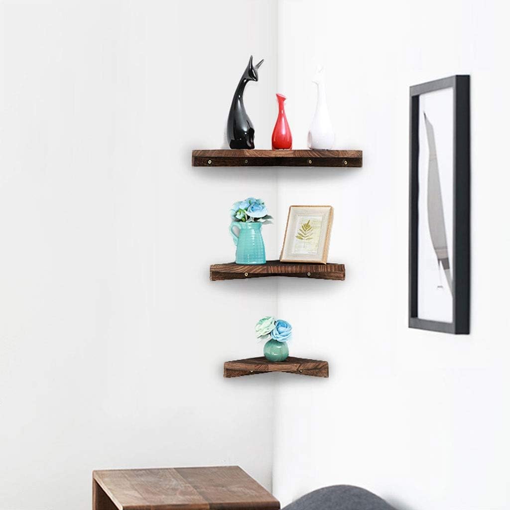 Floating Shelves Functional Wall Mount Rack, Retro Floating Shelf, Solid Wood Corner Shelves, Modern Wall Decoration, Load Bearing 8kg (Color : Brown, Size : 22cm)