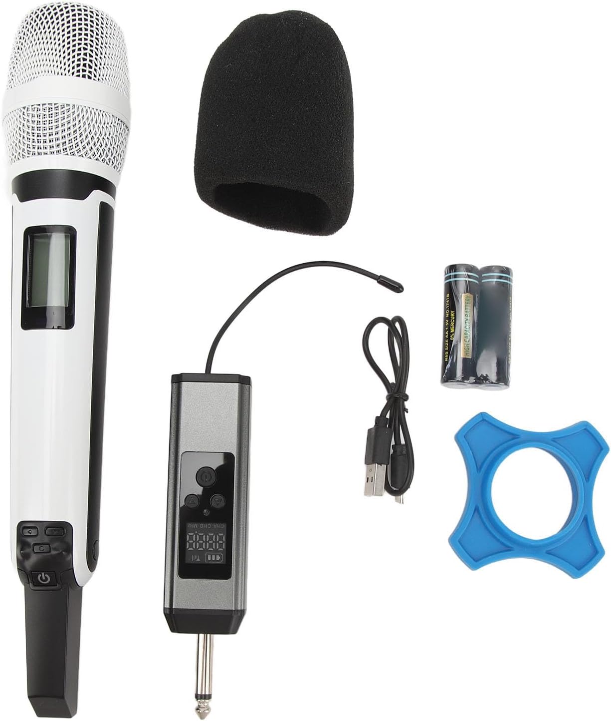 VGEBY Microphone Set, Noise Reduction UHF Handheld Cordless Dynamic Cardioid Mic with Receiver for Karaoke Live Speech Singing