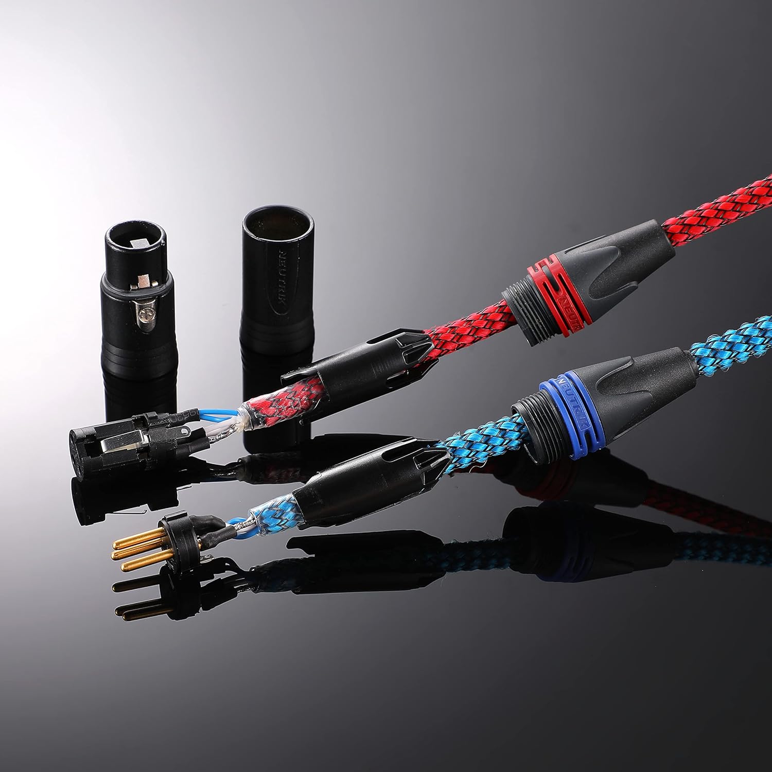 DIY Customized Line XLR Male to Female Cable XLR Balance Line Mixer Audio Cable CANARE L-4E6S Wires, NEUTRIK Gold-Plated 3 Pin XLR Plug (XLR Cable-White and Black Mix Braided Sheath, 3 Meters/Pack)