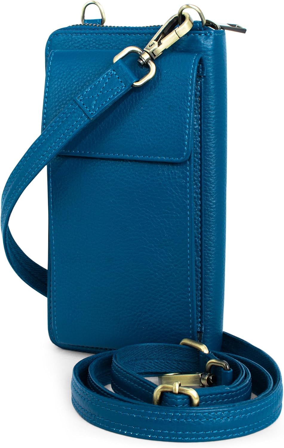 BULL GUARD Crossbody Leather Wallet Phone Purse, Anti Theft and RFID Blocking, Small Elegant Design for Travel