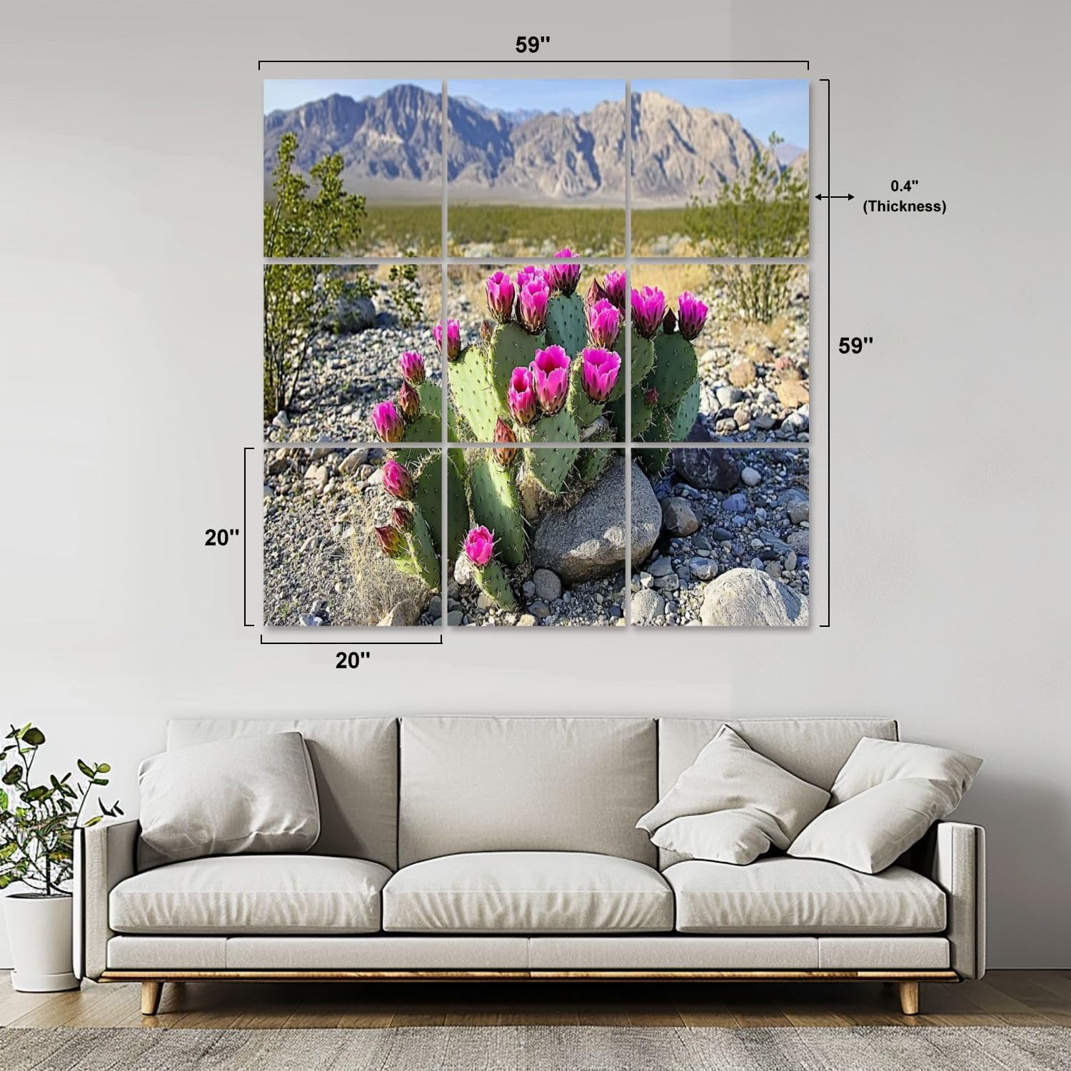 Art Acoustic Panels Self Adhesive Selective Focus Blooming Beavertail Cactus Desert 9 Packs Decorative Soundproof Wall Panels Large Sound Absorbing Panels for Home Office 60