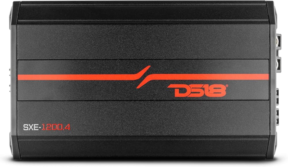 DS18 SXE-1200.4/BK Car Amplifier Stereo Full-Range Class A/B 4-Channel 60x4 RMS @4 OHM 1200 Watts - Powerful and Compact Amp for Speakers in Car Audio System