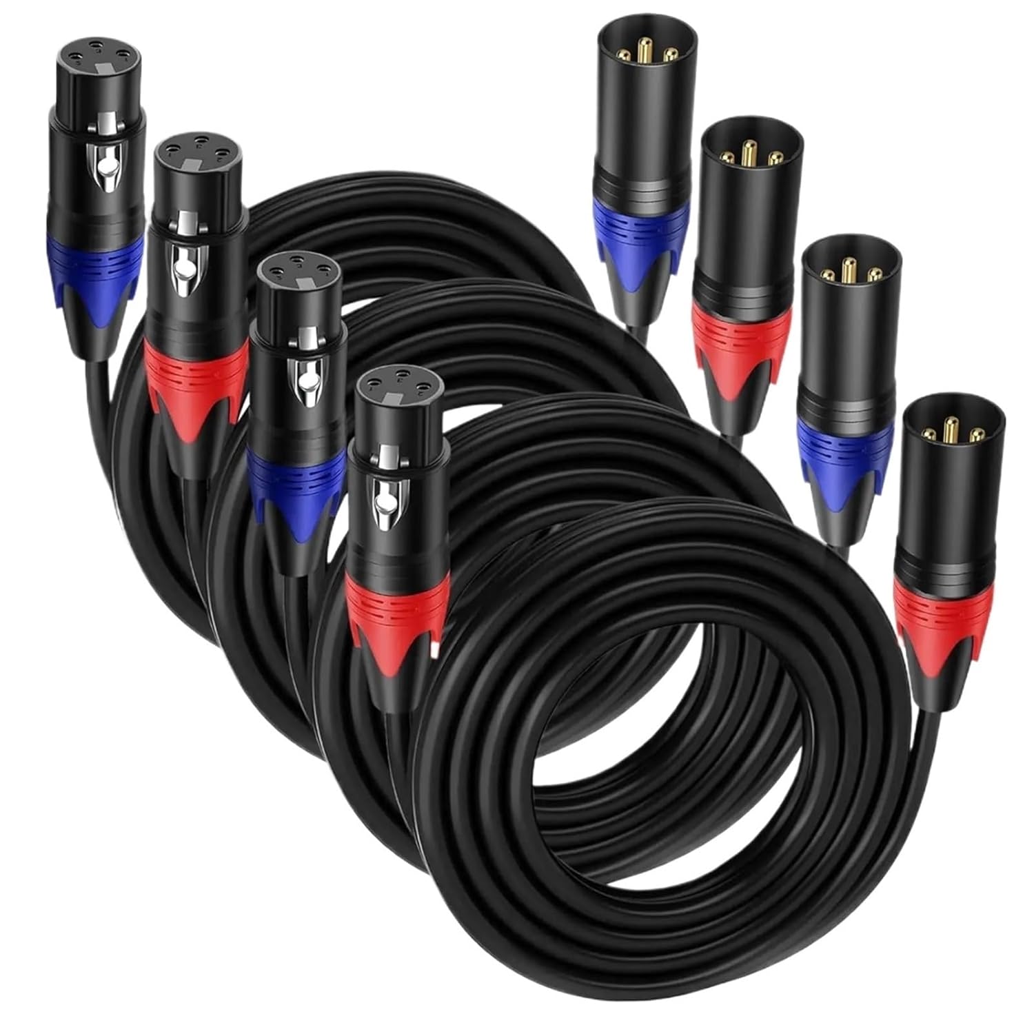 Male to XLR Female Audio Cable 4-Pack Mic Balanced Microphone Lead XLR 3Pin Speaker AMP Extension Cable for Mixer Stage(1m)