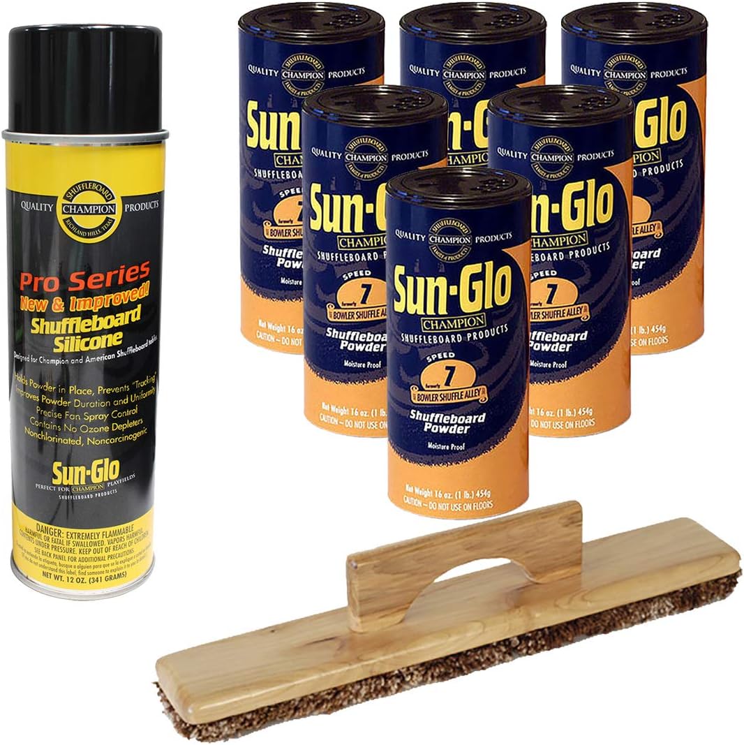 Sun-Glo 6 Cans #7 Shuffle Alley Wax, Sweep, Silicone Spray