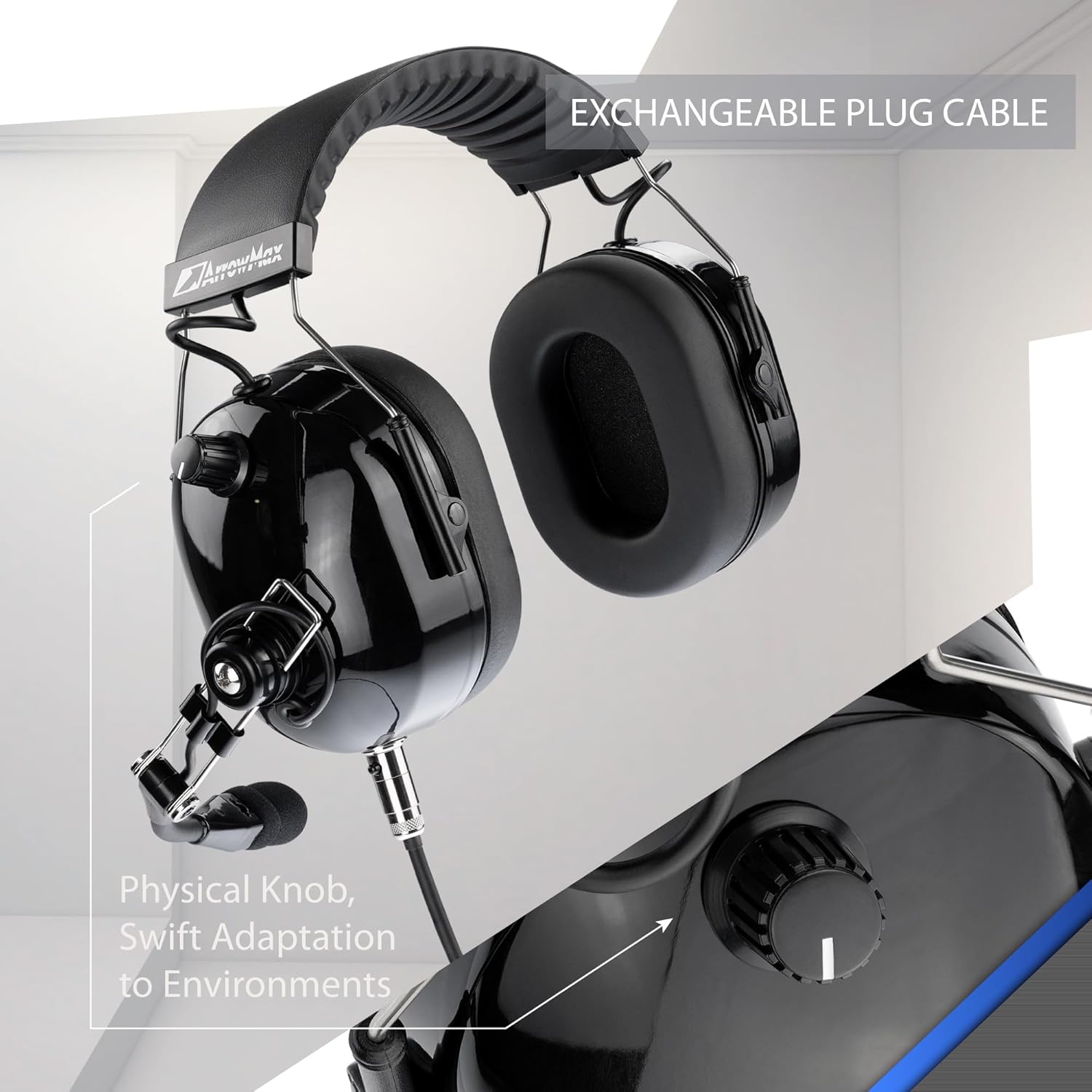 Arrowmax AHDH0042-BK-K2 PNR Noise Isolation Headphone Compatible with BaoFeng BTECH UV-5R UV-5RA UV-5RE UV-5R3 BF-F8HP UV-82HP Kenwood 2-PIN 2 Pin Radios NX-1200 NX-1300 NX-P1200 NX-P1300 NX-3220