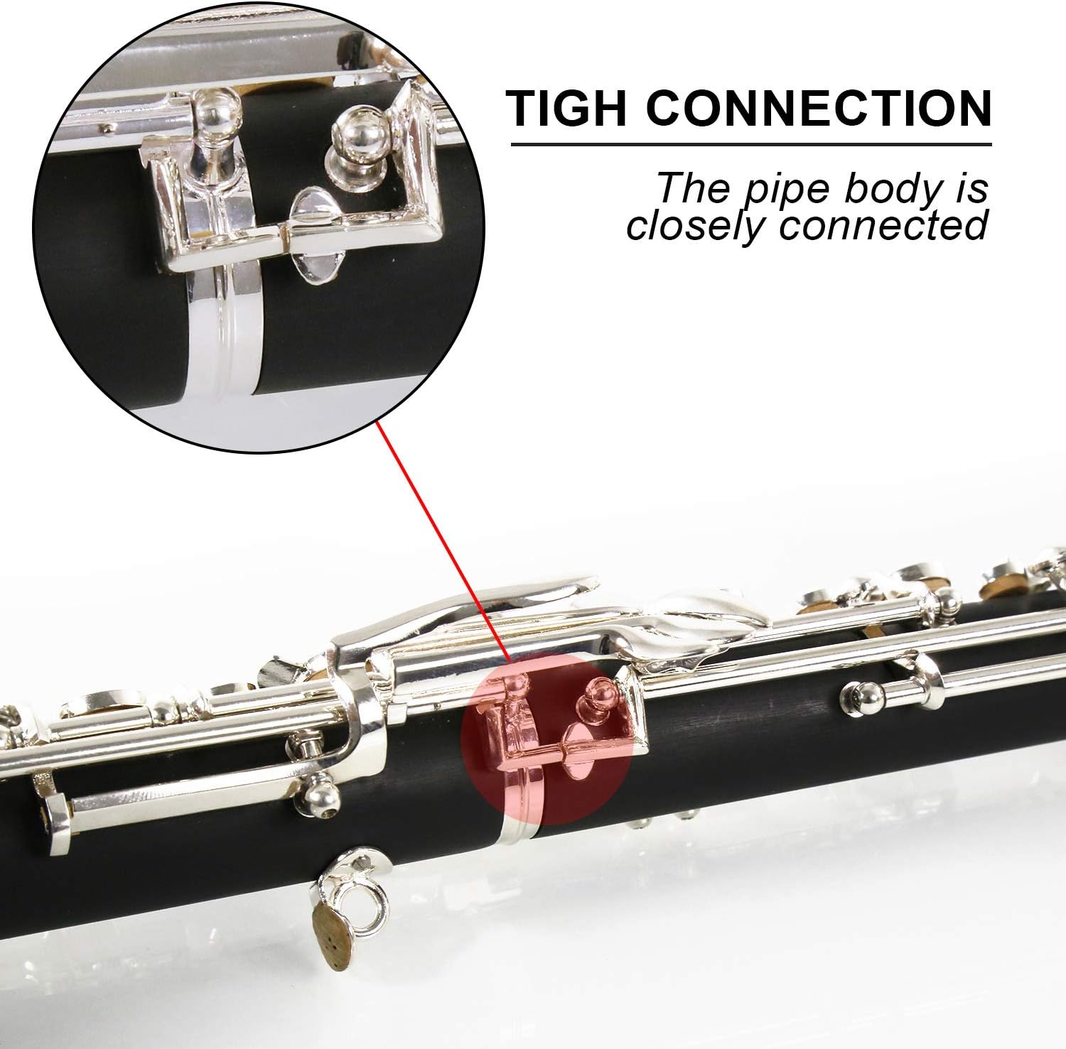 Rochix Oboe Beginner Student Level SH15 Composite Wood Body Silver Plated Semi Automatic C Tone with 1 Reeds,1 Cleaning Cloth,1 Oboe Swab,1 Thumb Rest,1 Case and More