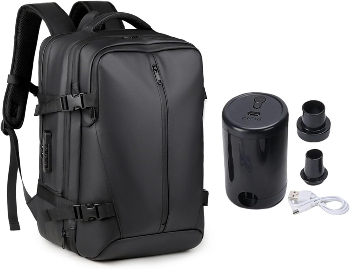 Vacuum Compression Backpack 36-55L Expandable with Pump for Business Travel