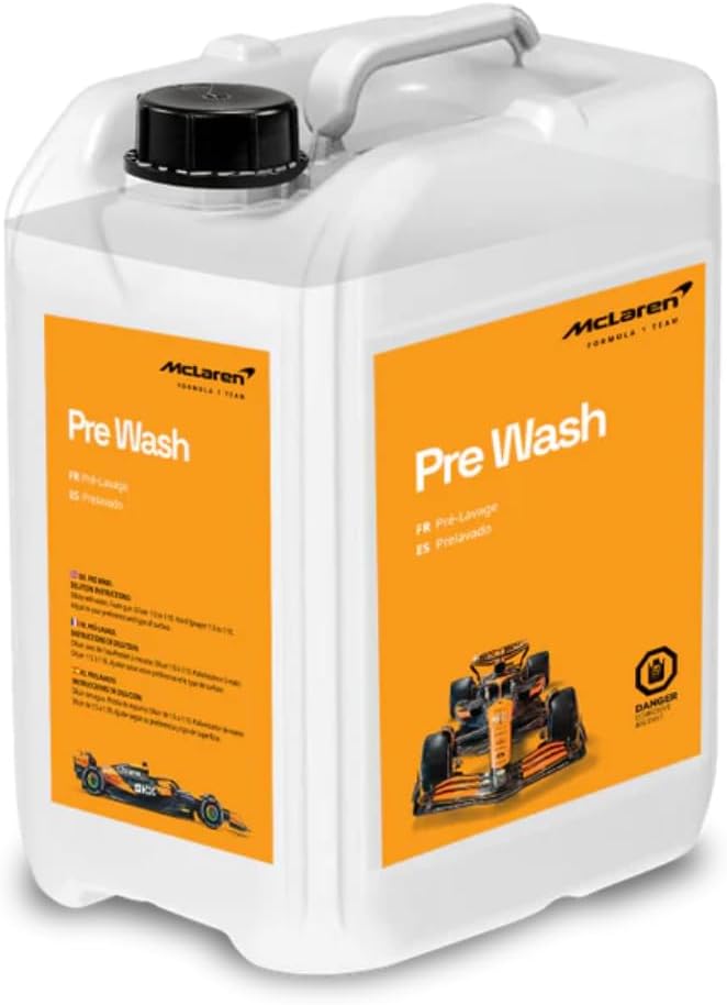 McLaren Car Care Pro Series | Professional Pre-Wash 5L | Heavy Duty Snow Foam Detergent for Paint, Wheels & Body Panels | Safe Contactless Alkaline Formula Removes Dirt, Salt, Brake Dust Road Grime