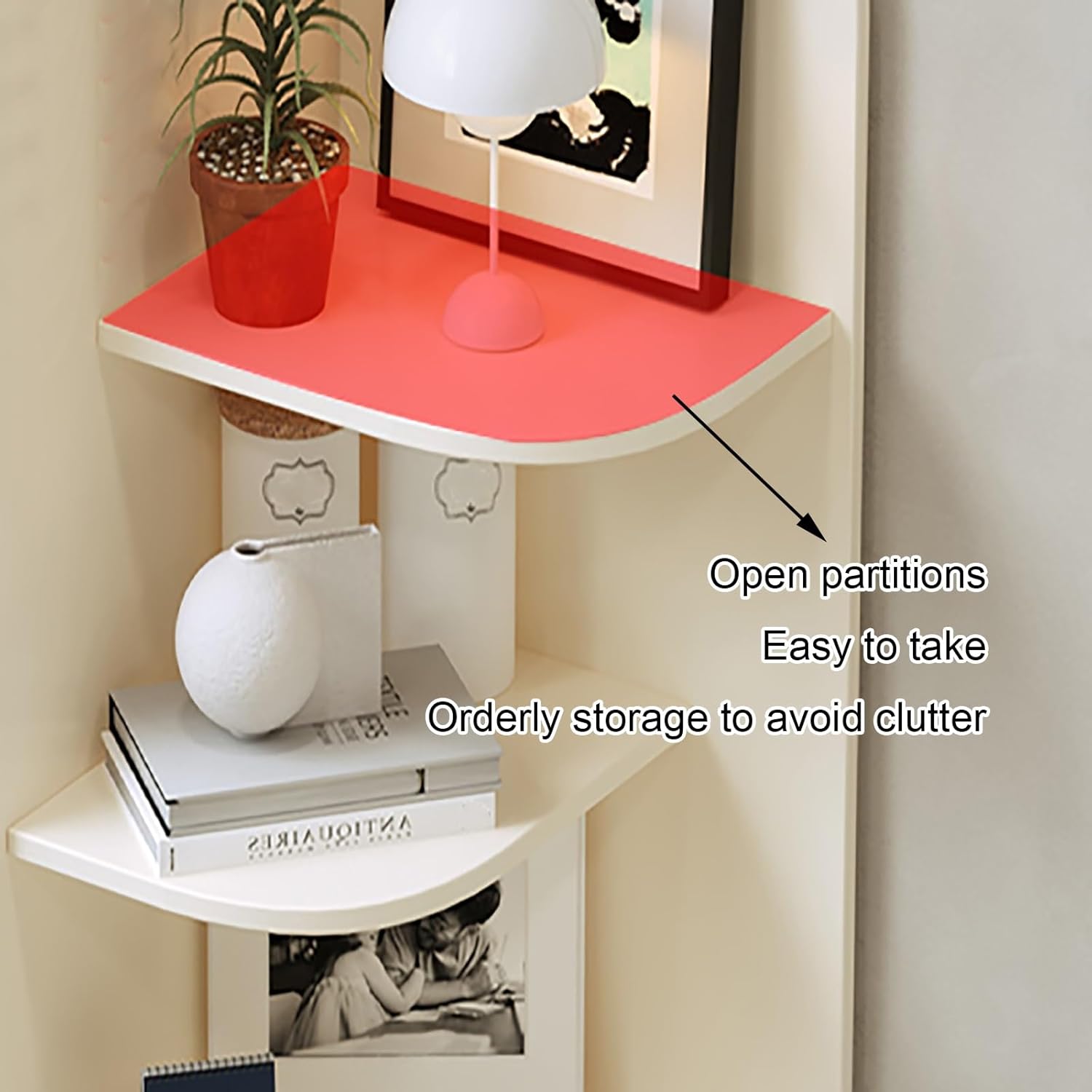 Wooden Corner Bookshelf, Modern Storage Display Bookcase, 5 Tiers Floor-Standing Rack, Storage Organizer, for Bedroom, Living Room, Kitchen, Home Office(40cm/15.7in)