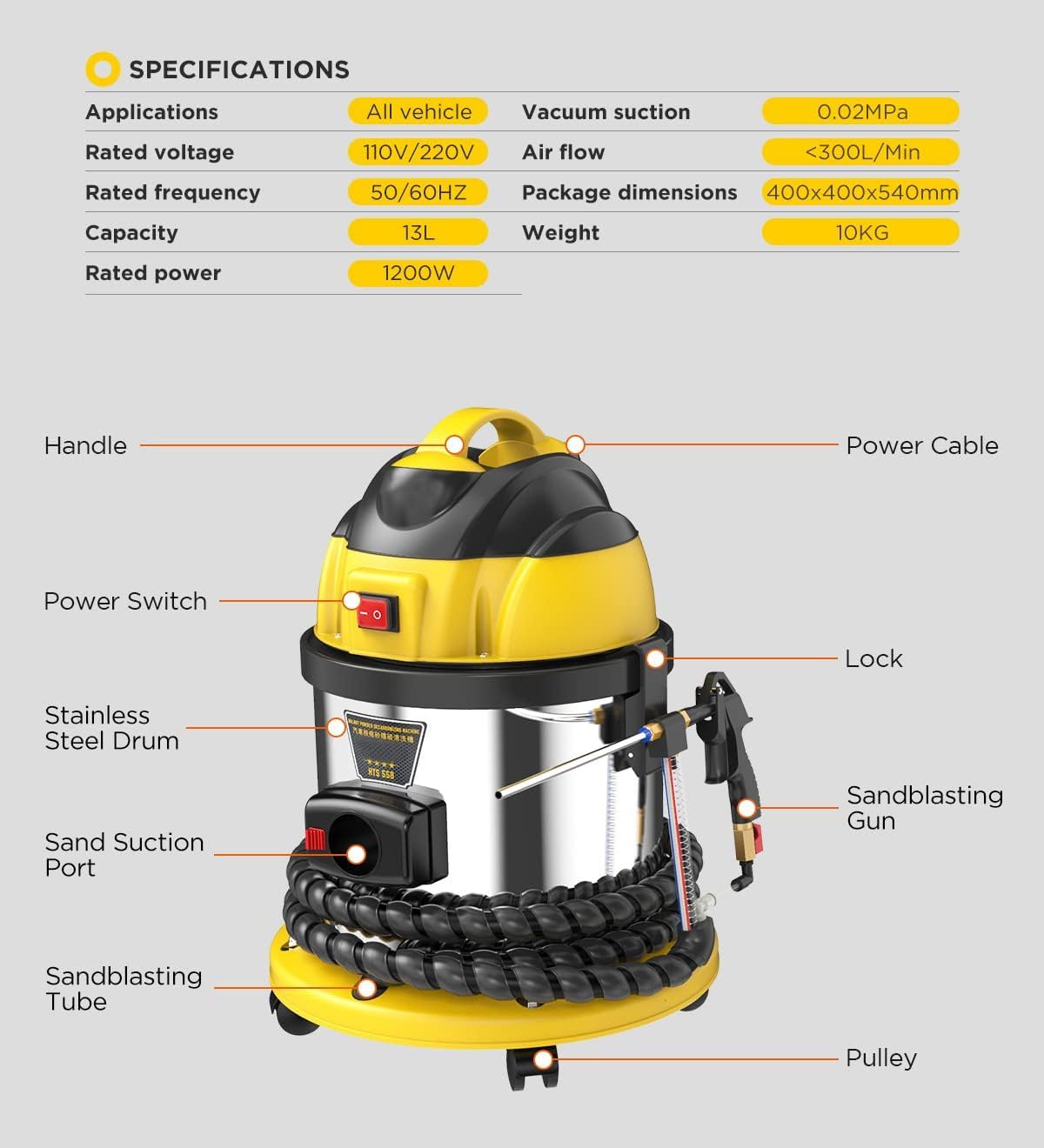 HTS558 Walnut Blaster Machine, Valve Carbon Deposits Cleaner for Automotive Engine Intake & Valvetronic System, 110V/220V Walnut Blasting Cleaning Machine,Walnut Shell Sand Blasting Cleaner Tool