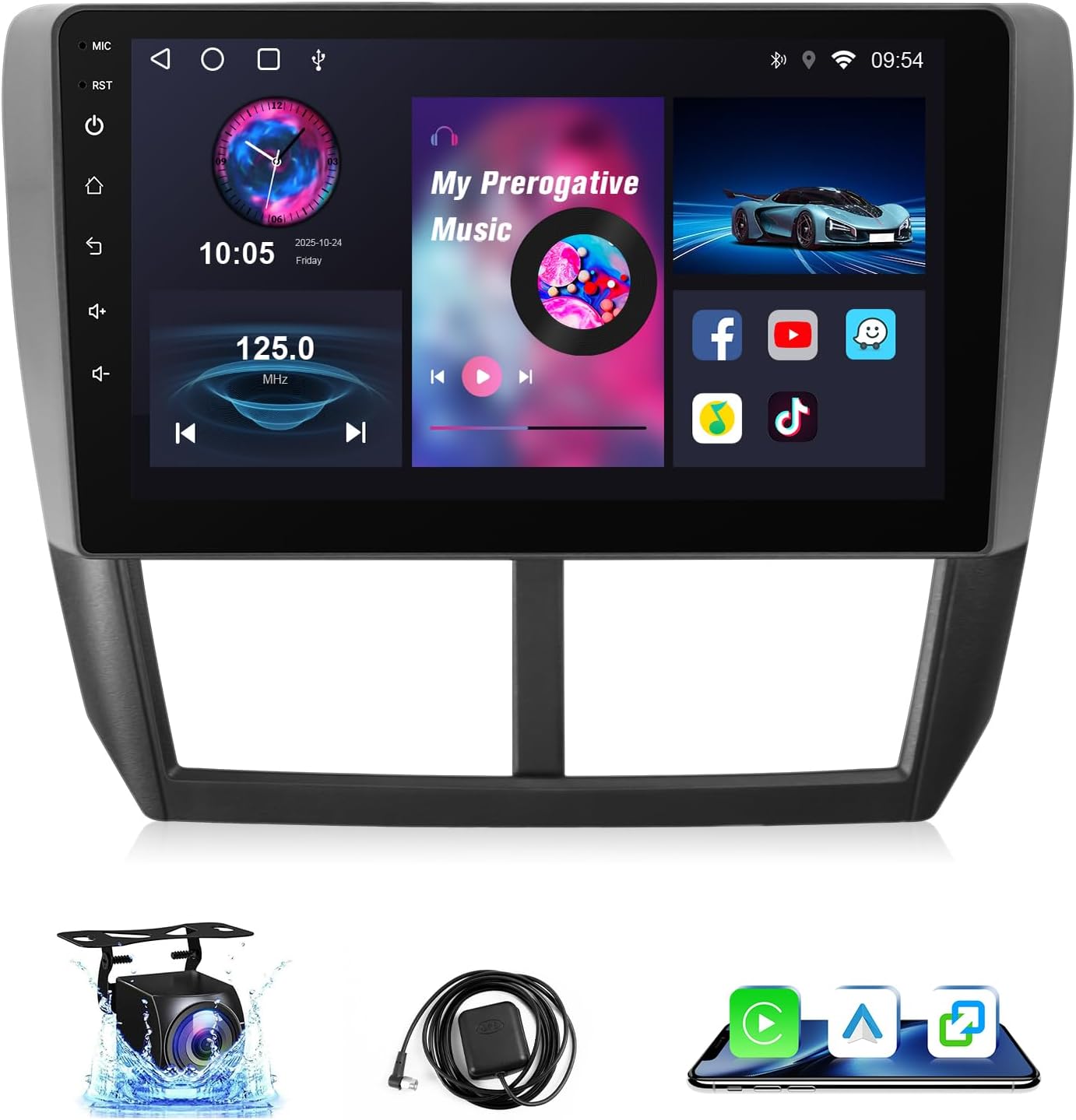 Leadfan Car Radio Stereo for Subaru Forester 2008 2009 2010 2011 2012 Impreza WRX, 9 inch Touch Screen Radio with Wireless Carplay Android Auto, Car Audio Receiver GPS Navi BT FM SWC Backup Camera