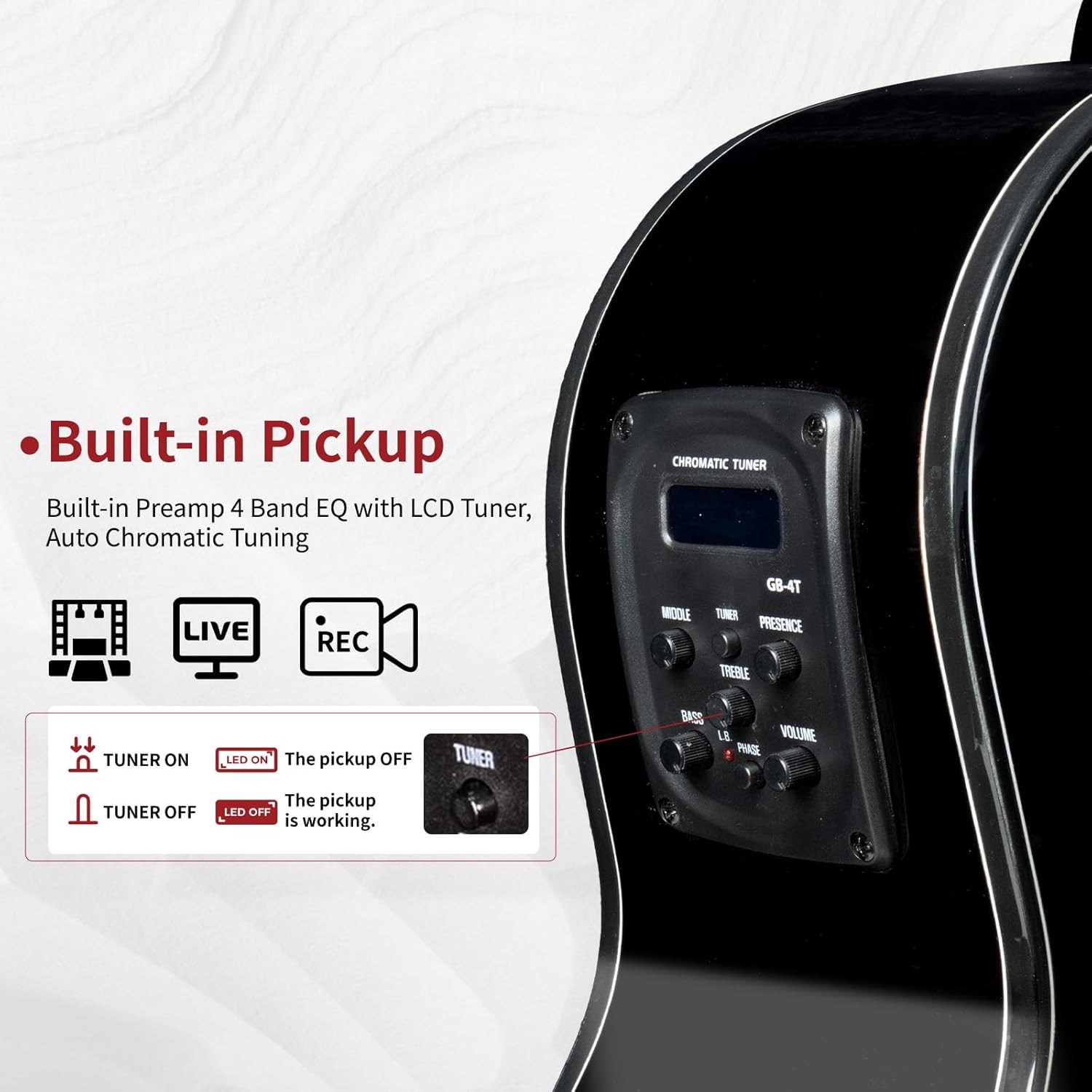 WISHMADE 3/4 Acoustic Guitar 5 String Bass Guitarra With Gig Bag, Black Guitar Body Natural Wood Finish for Kids Bass Guitar & Beginner Guitar for Adults Youth Practice