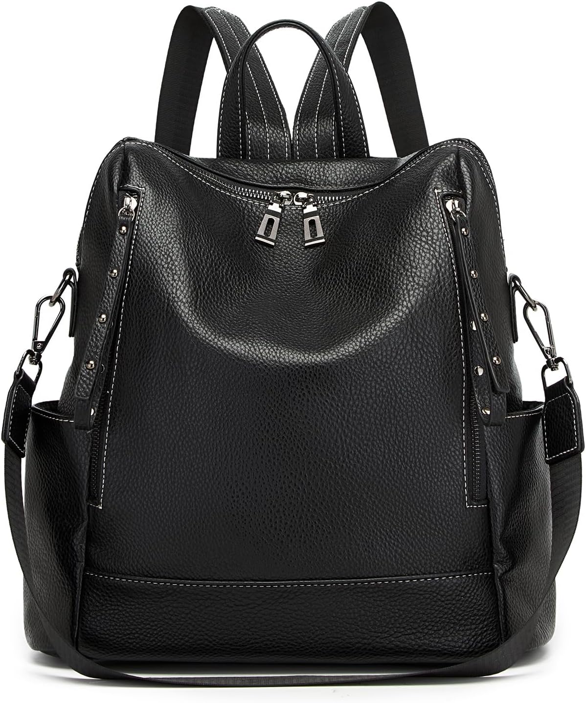 Miss Lulu Women's Backpack, Anti-Theft Backpack Women, Waterproofing, PU Leather, Black-2438, One size