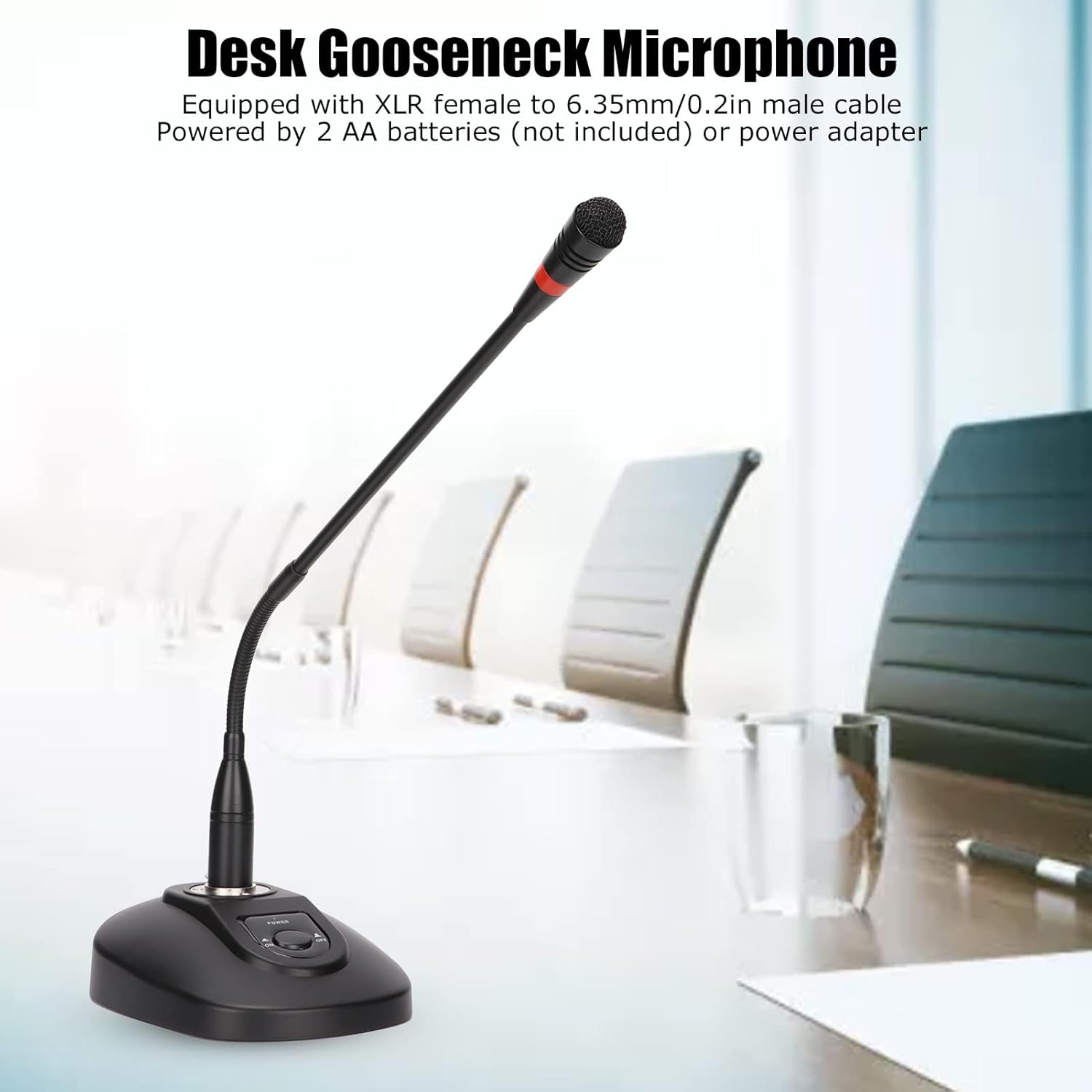 SYH&AQYE Home Desktop Gooseneck Wired Microphone, Table Mounted Corded Voice Condenser Noise Canceling Mic, XLR Female to 6.35mm/0.2in Male Mic for Karaoke, Conference Meetings(USA)