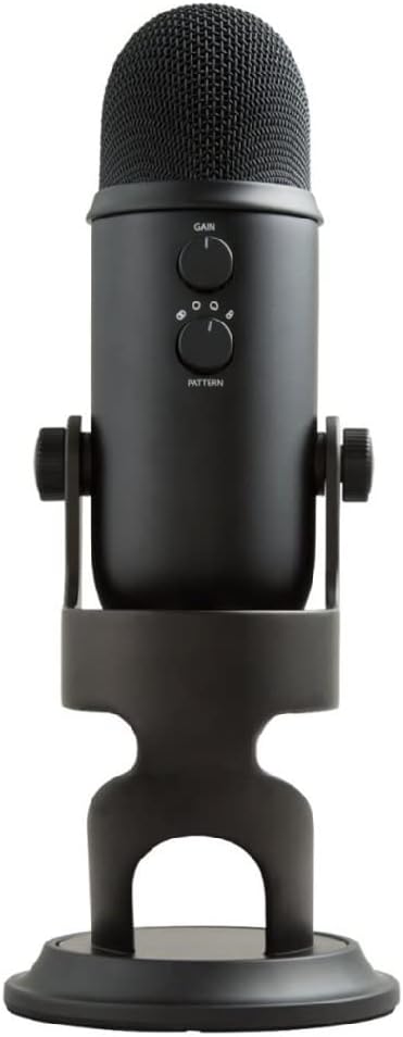 Blue Yeti Microphone (Blackout) Bundle with Boom Arm Stand, Pop Filter and Shock Mount (4 Items)