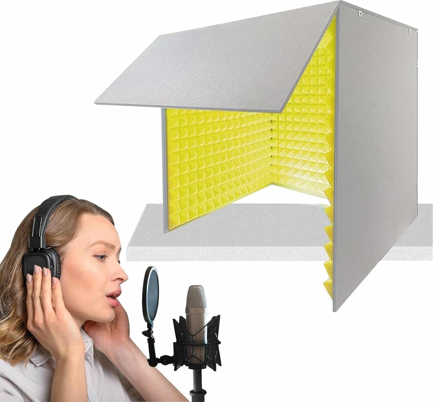Microphone Isolation Screen Vocal Booth, Sound Absorbing Foam, Studio Recording Soundproof Booth, Sound Absorbing for Recording Equipment Studio