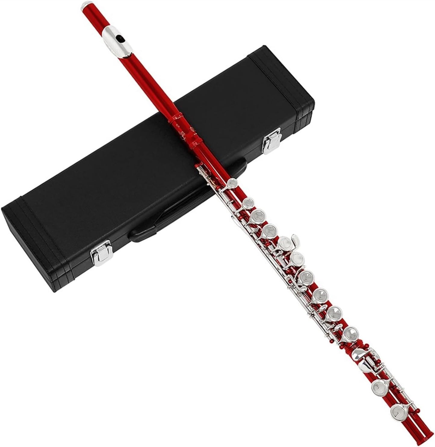Flutes Crimson 16-Hole Flute with E Key Woodwind Instrument C Tone Nickel-Plated Silver Key with Case