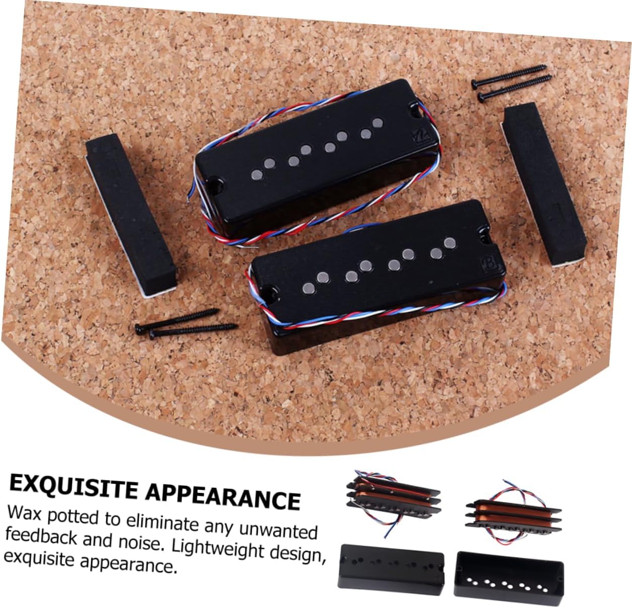 BESPORTBLE String Double Layer Humbucker Pickup Set for Bass Guitar High Output Easy Install for DIY Bass Lovers and Music Bands Standard Replacement Parts