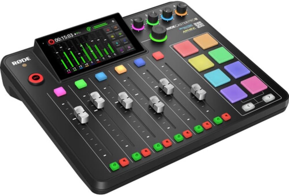 Rode RODECaster Pro II Integrated Audio Production Studio Console, Bundle with NTH-100M Headphones and 32GB microSDHC Memory Card