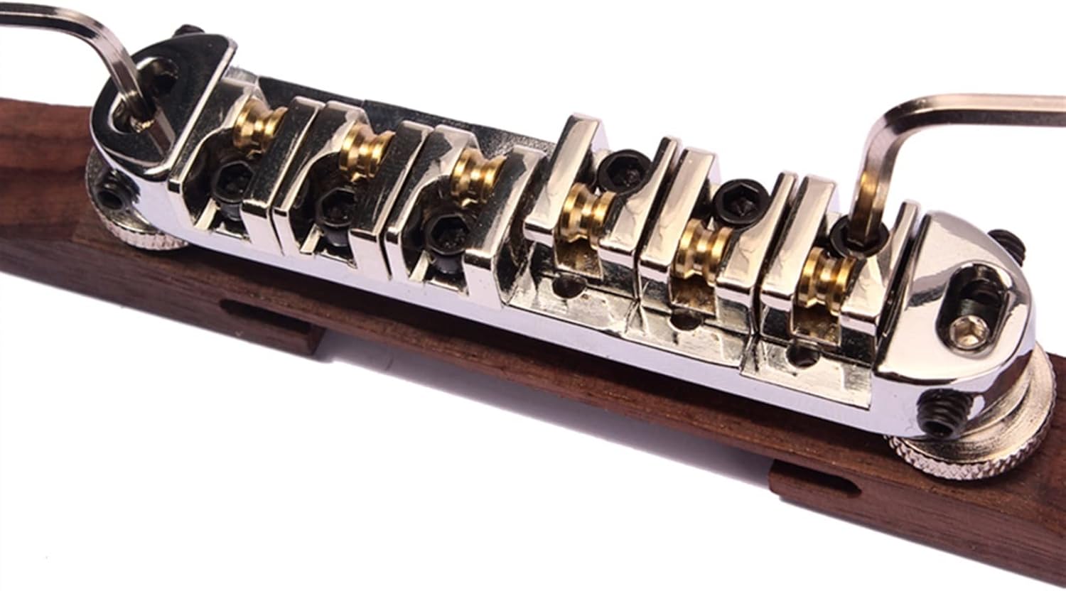 Archtop Bass Guitar Bridge with Roller Saddles Rosewood Silver Electric Guitar Bridge
