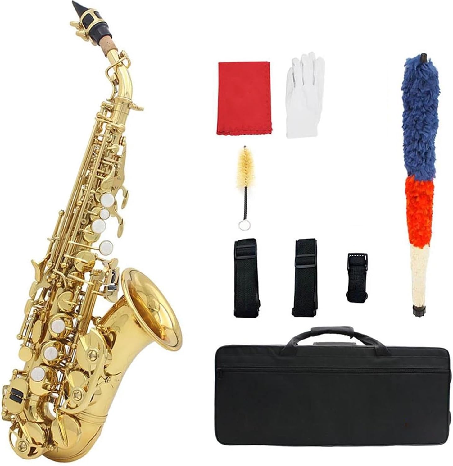 Beginner saxophone Bb Soprano Saxophone Brass Lacquered Gold B Flat Sax Woodwind Musical Instrument With Case Saxophone Accessories