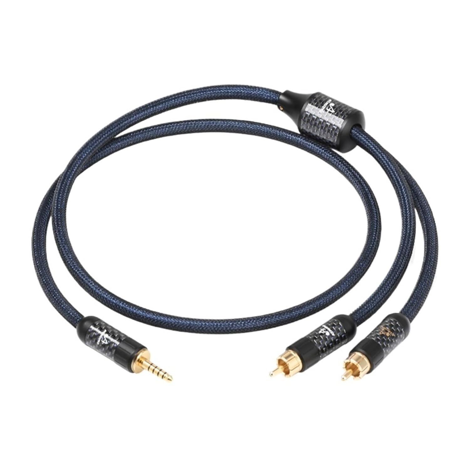 Hi-end Pure Silver 4.4mm to 2RCA Audio Cable for MP3 CD Carbon Fiber Gold-Plated Balanced 4.4mm Jack to 2RCA Male Cable(1m)