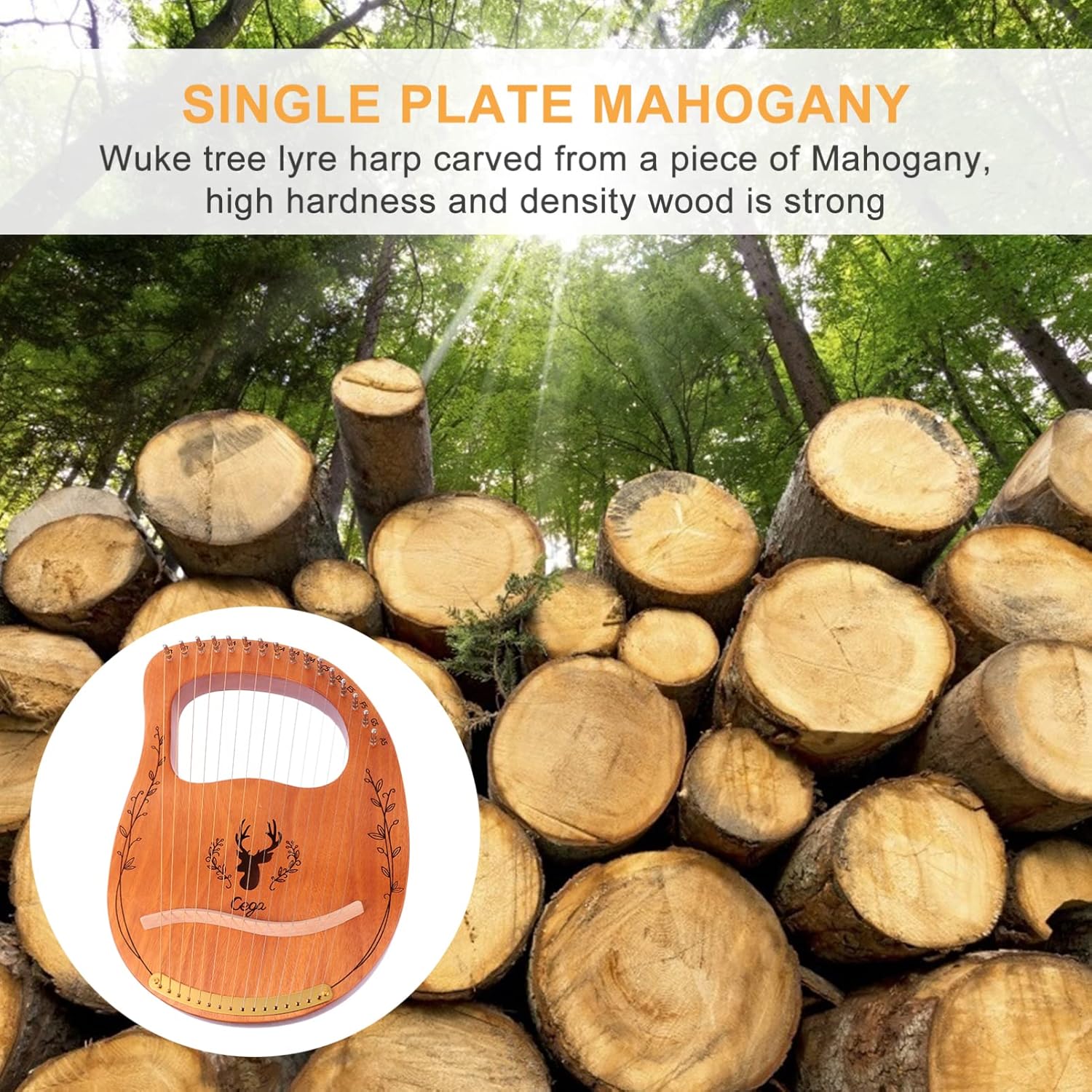 VICASKY 1set String Lyre Harp Portable Handheld Wooden Musical Instrument for Beginners Delicate Design for Relaxation and Enjoyment Music