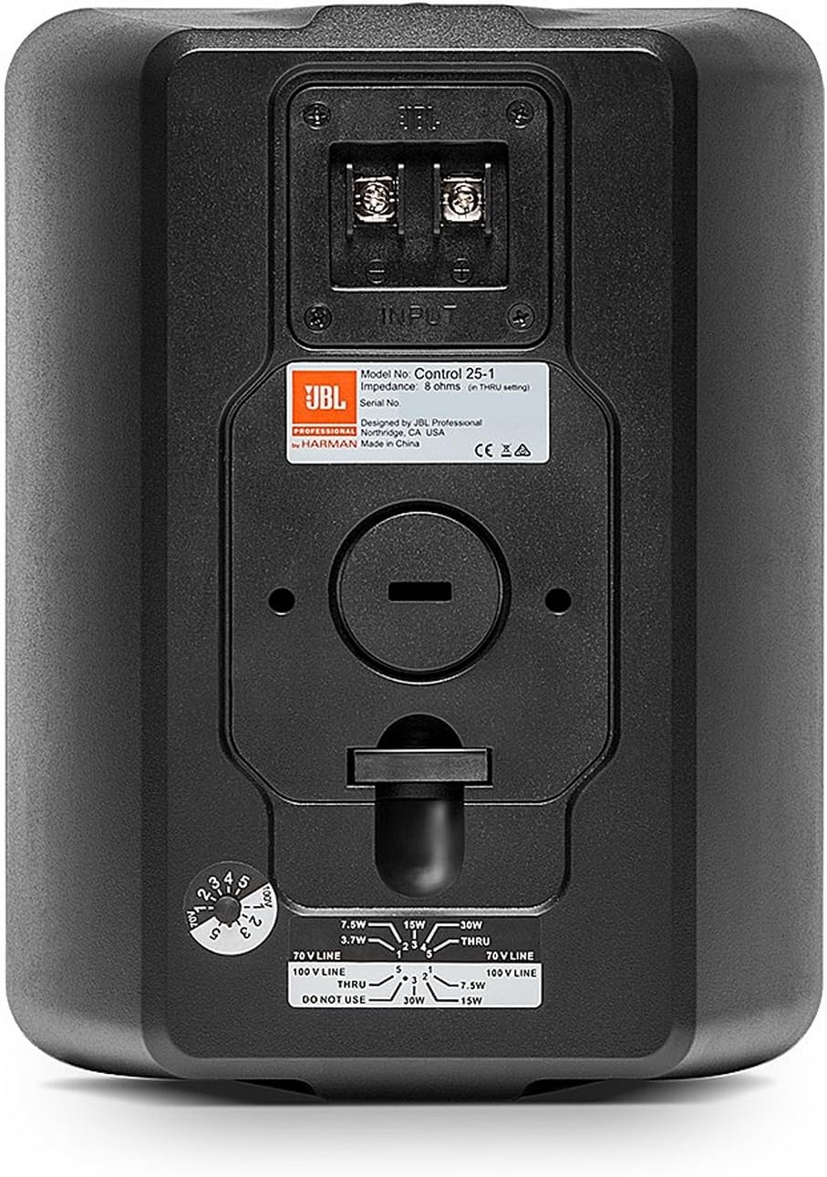 JBL Professional Control 25-1 Compact Indoor/Outdoor Background/Foreground Speaker, Black, Sold as Pair