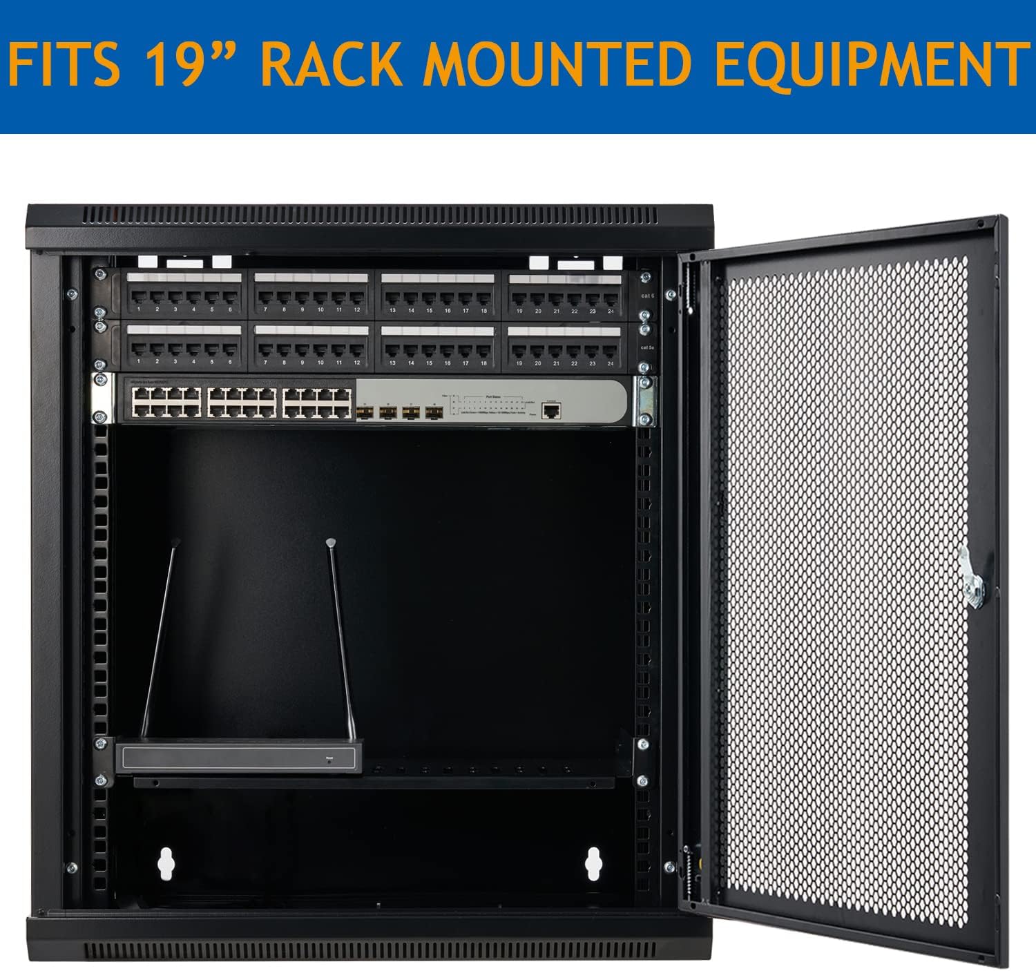 9U Wall Mount Server Cabinet Network Rack Vented Enclosure Locking Door