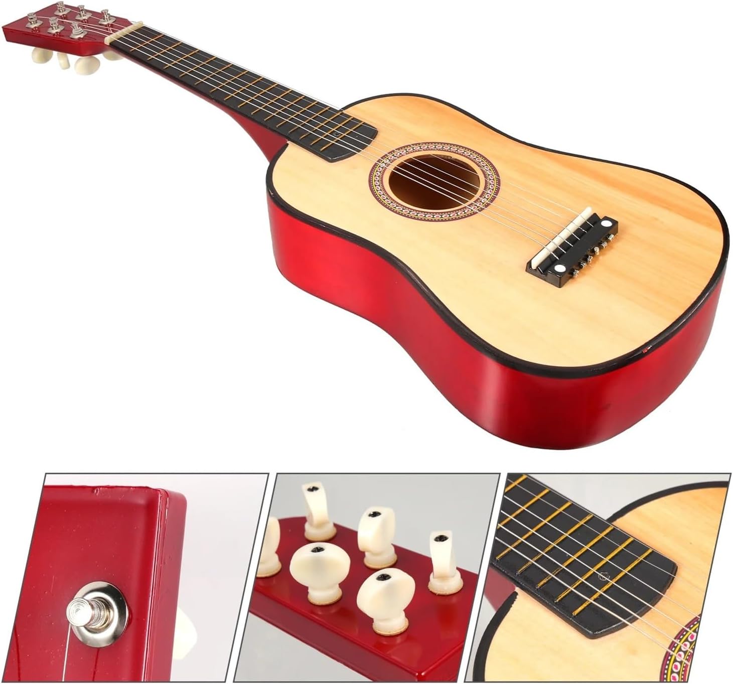 23 Inch Folk Guitar Beginner Music Instrument 6-String Guitar (Pink) Guitars (Color : Pink, Size : 23 Inch)