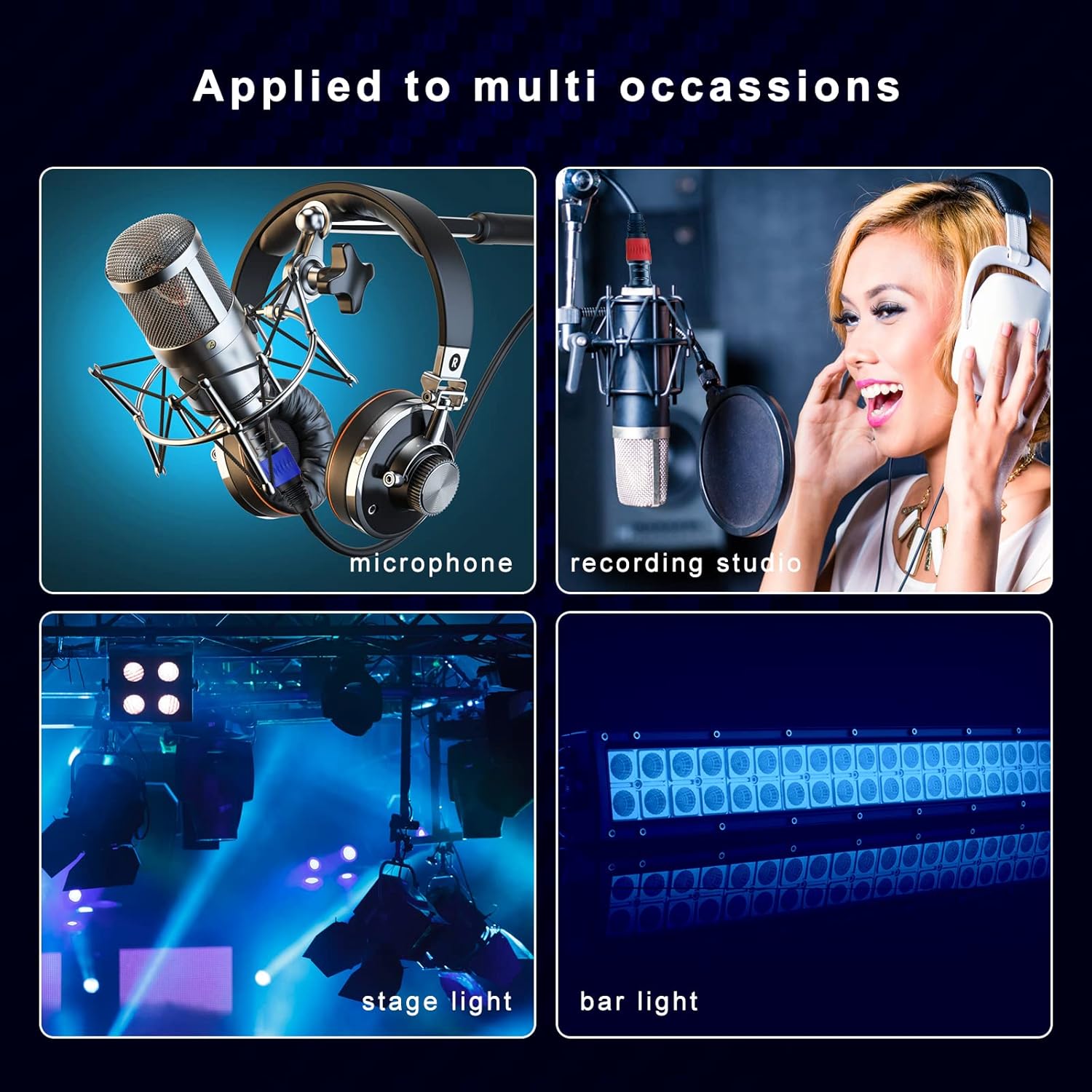 XLR Cables 25ft 6 Packs and 10ft 2 Packs Microphone Cable