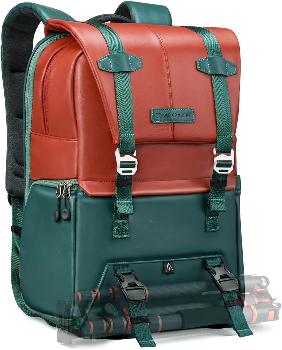 K&F CONCEPT 20L Camera Case for Photographers Large Capacity PU Leather Camera Bags with Raincover, 15.6 Inch Laptop Compartment for Camera Drone Bags