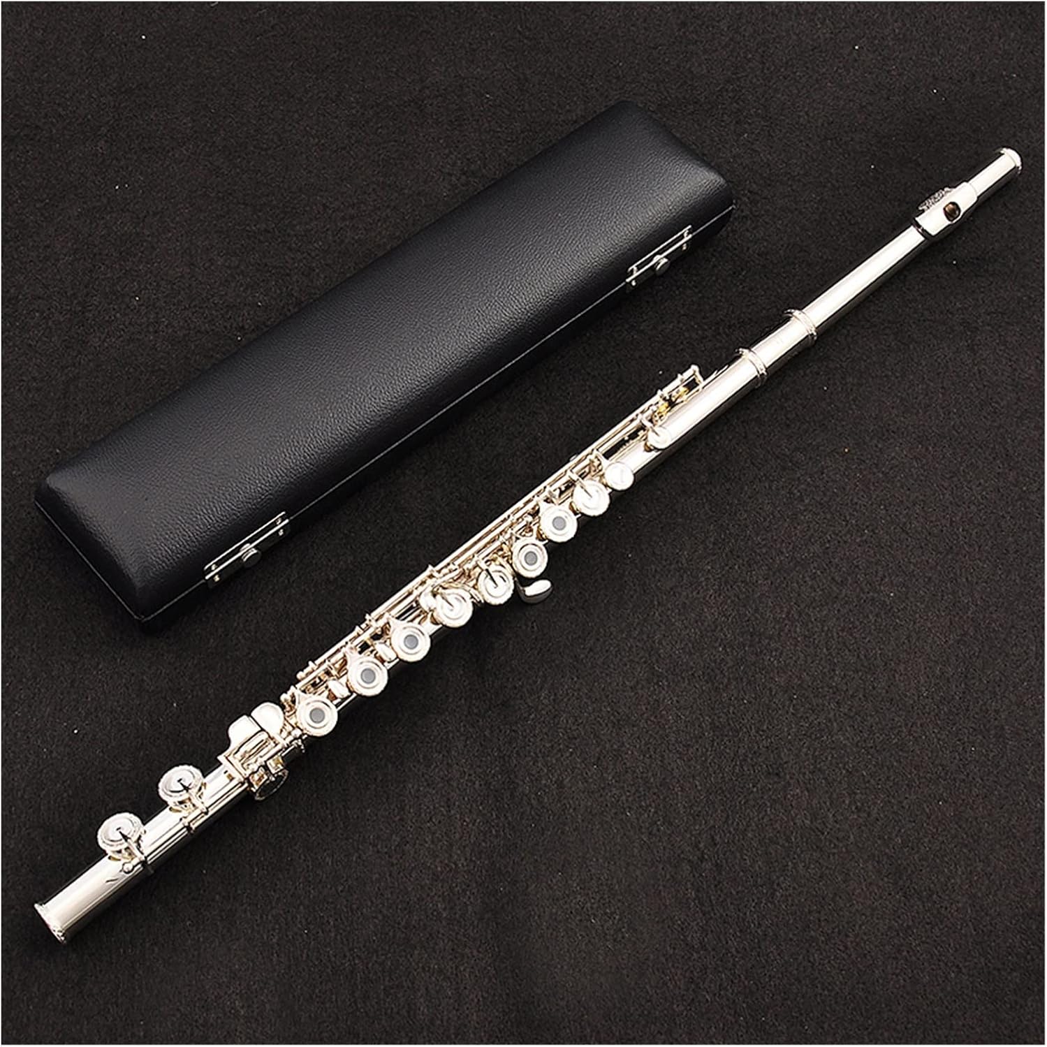 TSTS Flutes Musical Instrument Flute Musical Instrument 16 Open and Closed Holes Dual-Purpose Flute French Silver-Plated Carved Wind Instrument