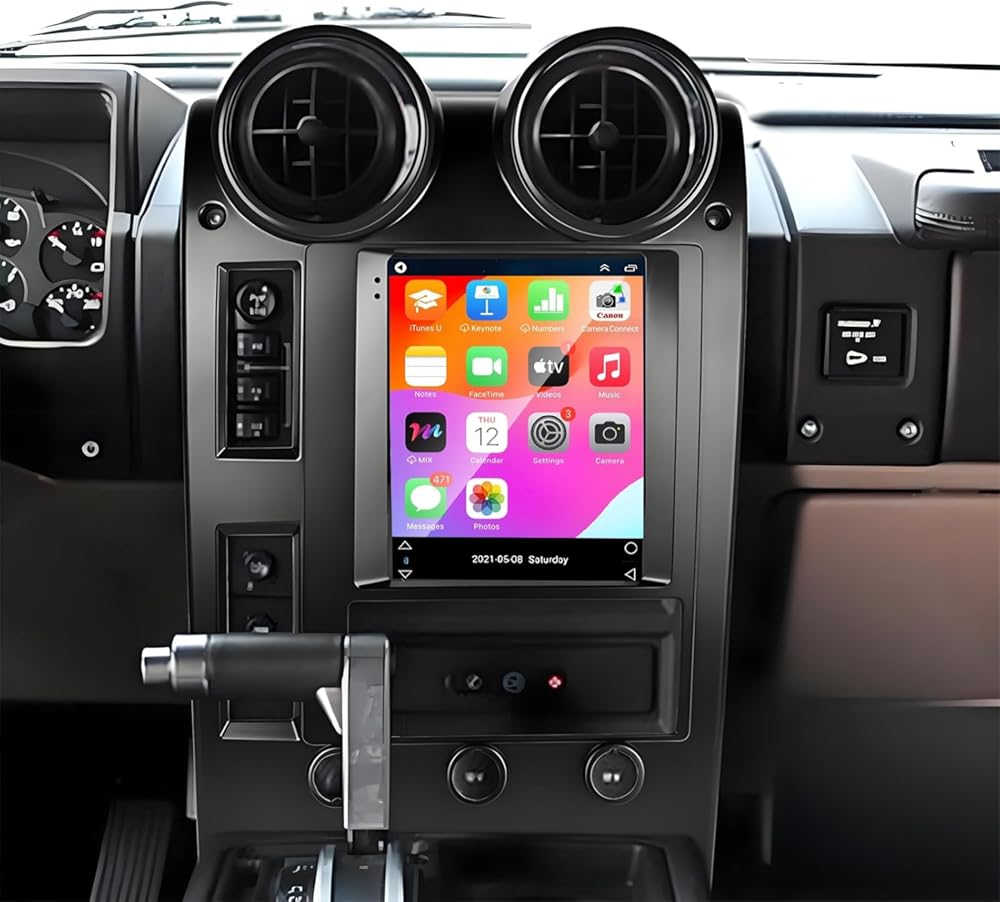 9.7 inch Touchscreen Car Stereo for Hummer H2 2002-2007, Android 15 Double Din Car Radio with Carplay & Android Auto in-Dash Navigation BT Mirror Link WiFi Backup Camera 2+64G