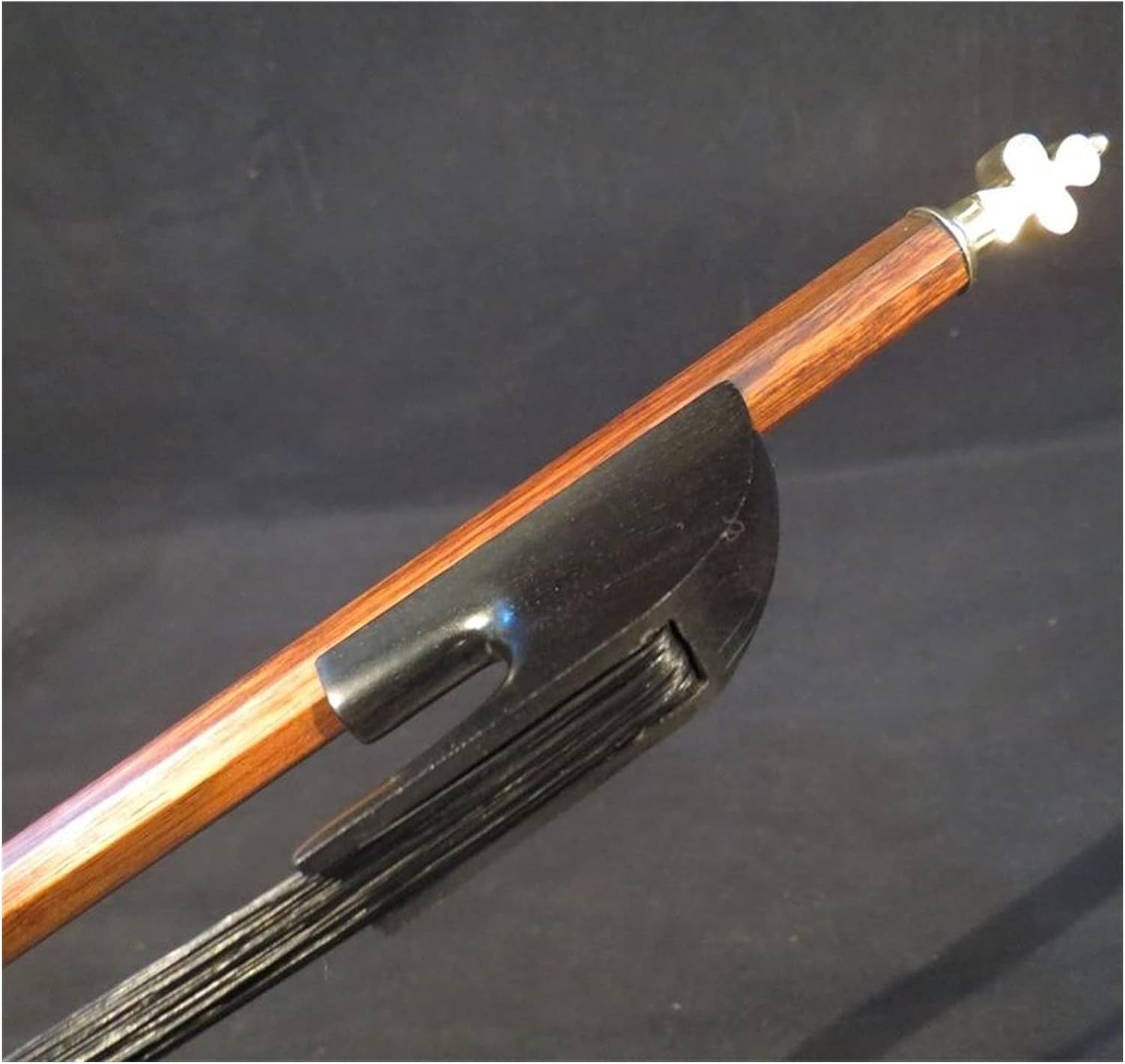 TSTS Black Horsehair Letterwood 3/4 Bass Bow Brass Screws Full Size Violin Bow