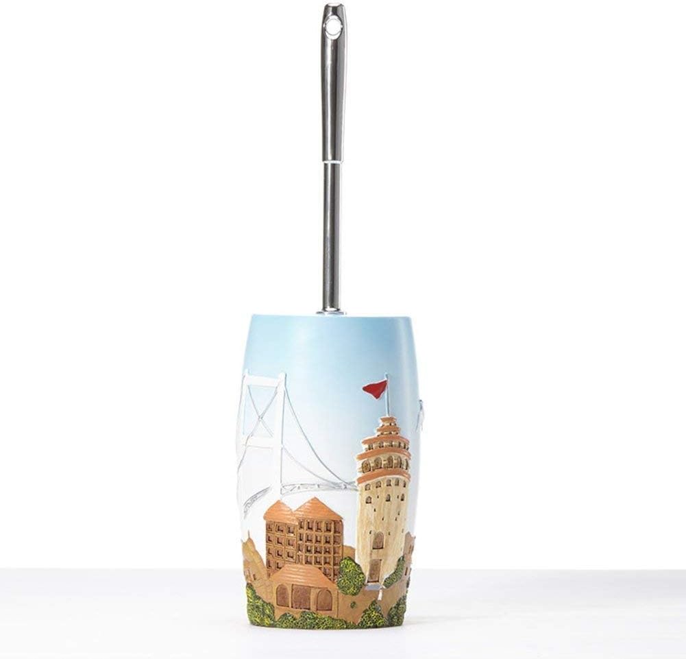 Closed Toilet Brush Compact Toilet Brush and Holder, White Plastic,Pack of 2 Set