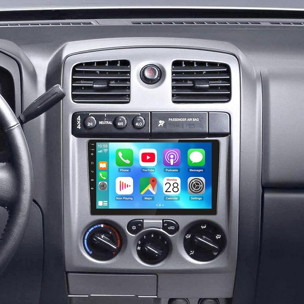 4+64G Android 14 Double Din Car Stereo Radio for Chevy Colorado 2004-2006 10.1 inch Touch Screen Car Stereo with Wireless Carplay Android Auto Support GPS Bluetooth WiFi FM RDS DSP Backup Camera