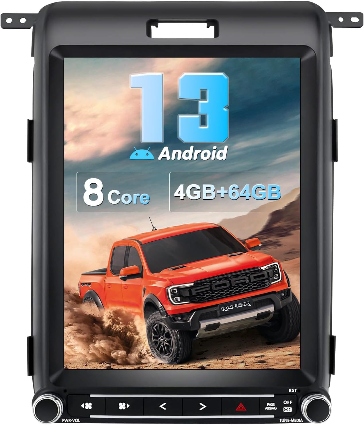 Car Stereo Radio Upgrade Dash Kit for Ford F150 2013 2014,Wireless CarPlay Android Auto, 4GB+64GB Qualcomm 6125 Octa-core 12.1 Inch Touch Screen, GPS, Bluetooth,4G/WiFi, SWC,MirrorLink