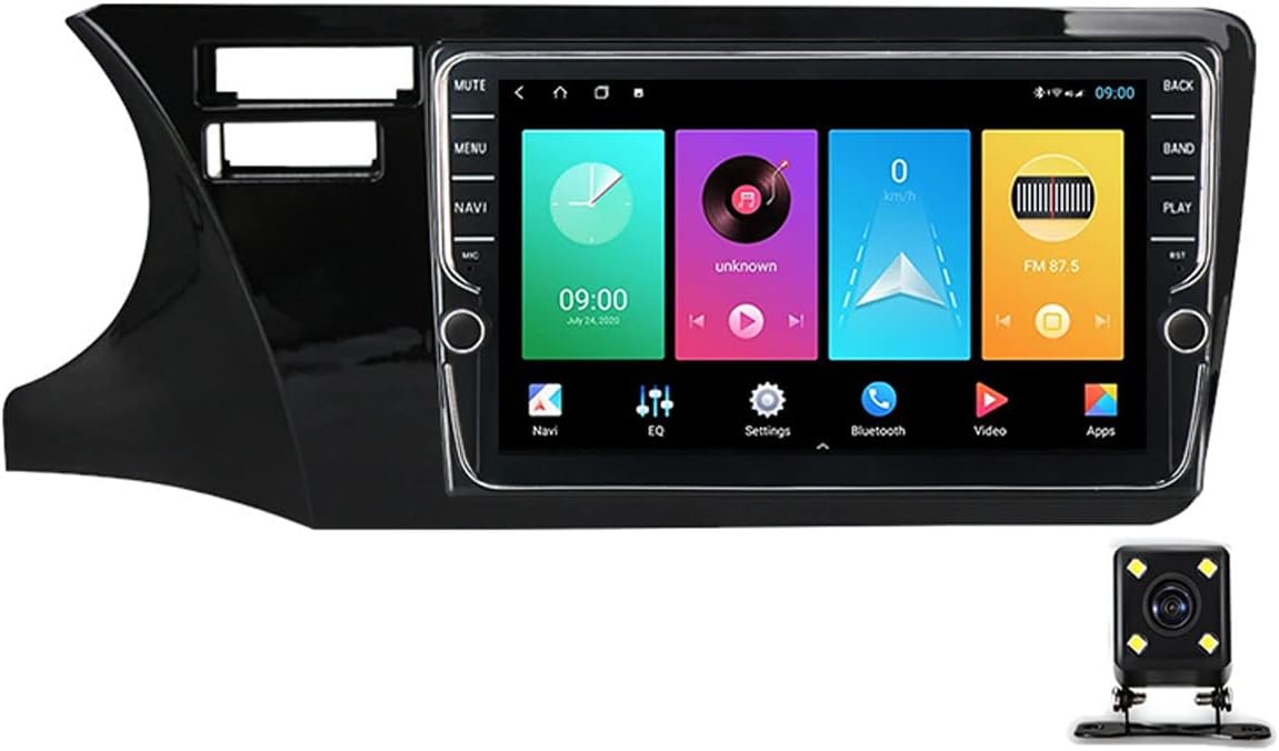 Double Din Car Stereo Receiver, 9In Touch Screen Car Radio Bluetooth, WiFi, USB, DSP, FM Radio Audio Player, with Carplay and Auto, for Honda City 2014-2017 with Backup Camera