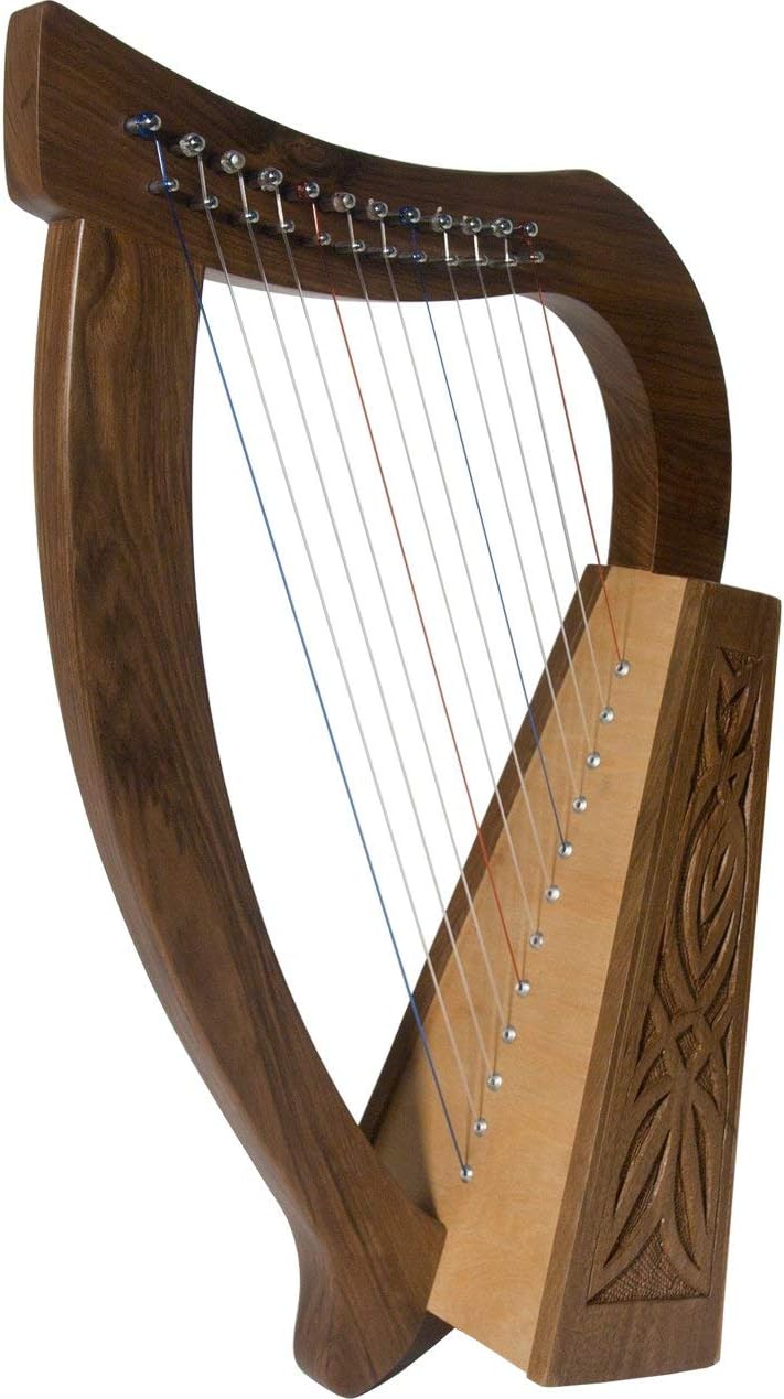 Roosebeck Baby Celtic Harp 12-String w/Knotwork Design - Walnut Wood