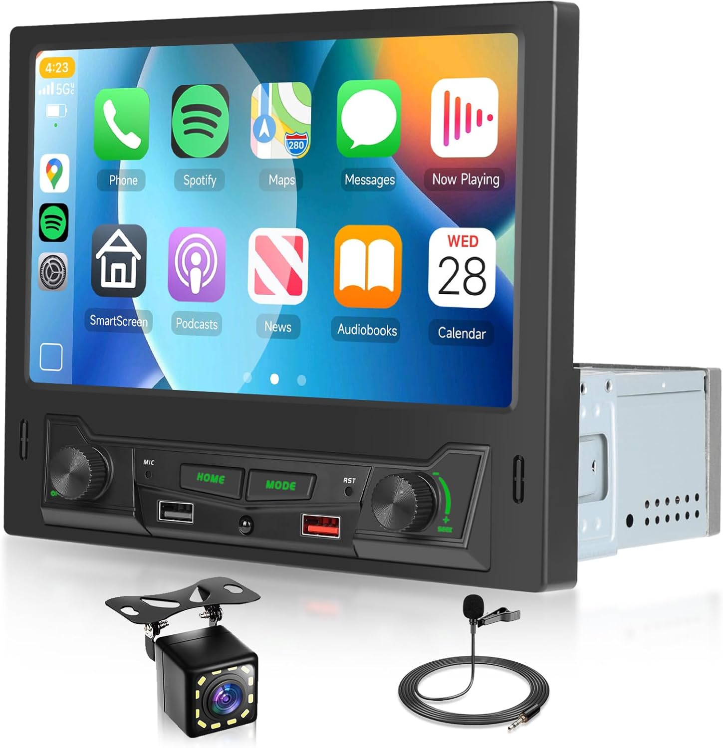 Single Din Car Stereo Touchscreen Wireless Carplay Android Auto, 8 Inch Car Radio 1 Din Bluetooth Support AM FM/DSP Screen Mirroring USB/AUX SWC, Driauto Car Audio Receiver MP5 Player, Backup Camera