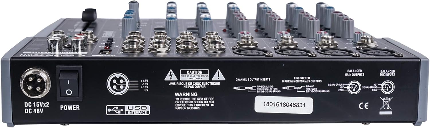 Sound Town Professional 12-Channel Audio Mixer with USB interface, Recording, EQ, Bluetooth, DSP and 48V Phantom (TRITON-A12BD)