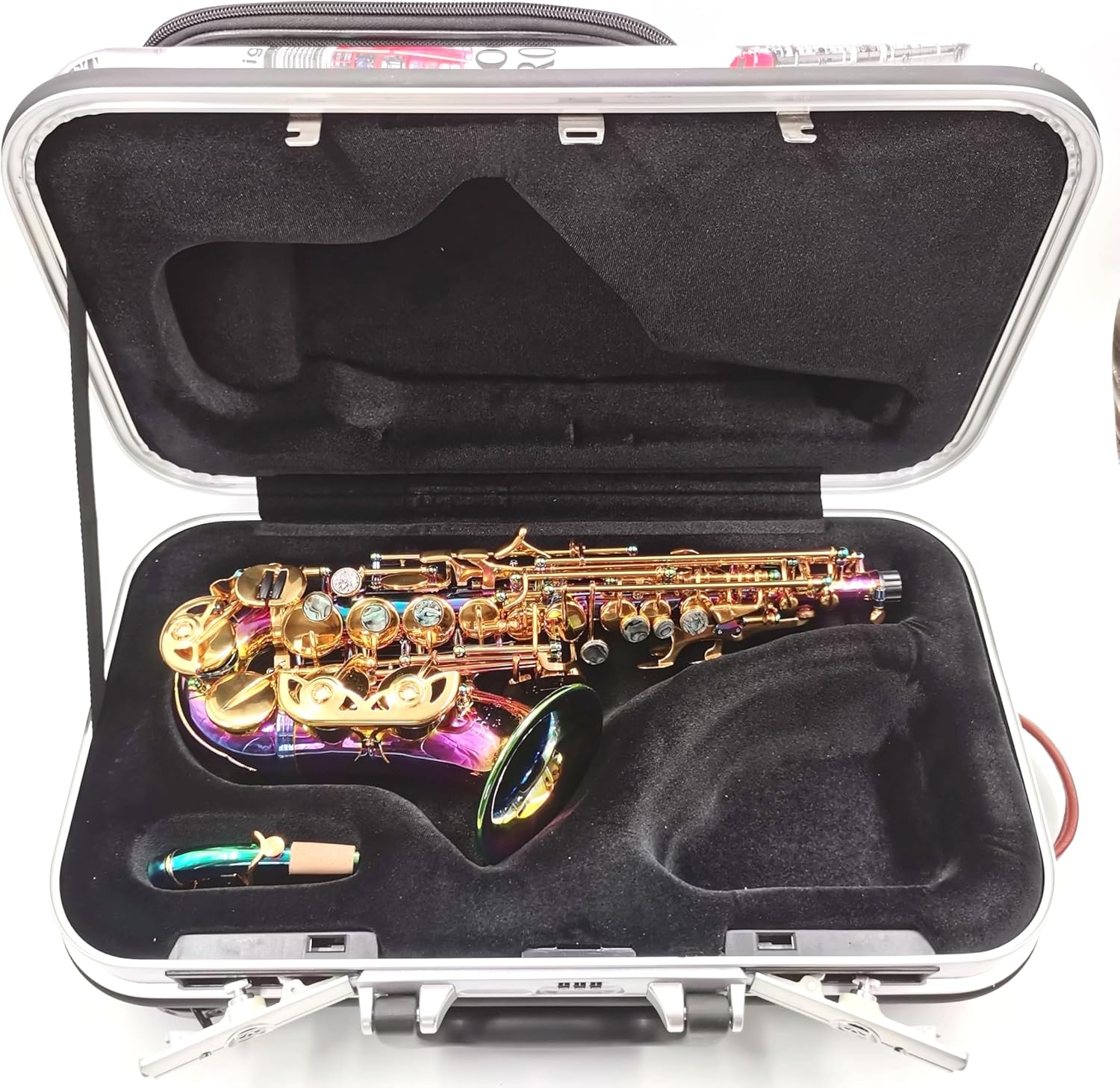 Eastern music pro use rainbow color curved soprano saxophone
