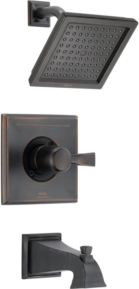 Delta Faucet Dryden 14 Series Single-Function Tub and Shower Trim Kit with Single-Spray Touch-Clean Shower Head, Venetian Bronze T14451-RB (Valve Not Included)