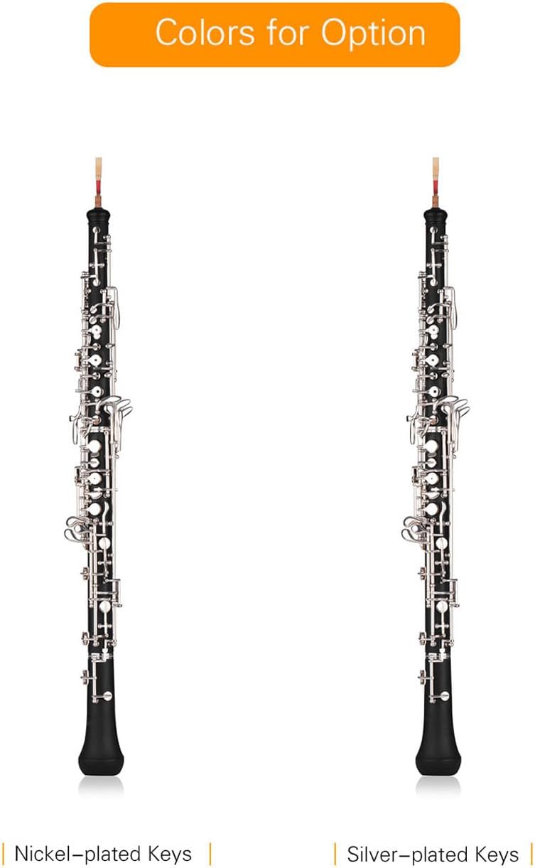 Professional C Key Semi-automatic Oboe - Nickel-plated Keys Woodwind Instrument With Reed, Gloves, Leather Case, Carry Bag, and Cleaning Cloth