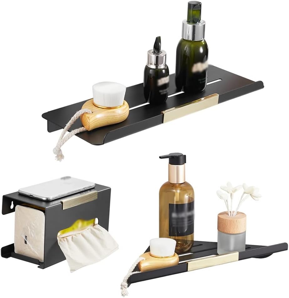 Shower Caddy Matte Black Bathroom Shelf, Shower Rack Storage Shelves, Shampoo Cosmetic Rack Holder, Wall Mount Bathroom Organization Bathroom Organizer (Color : Type A)