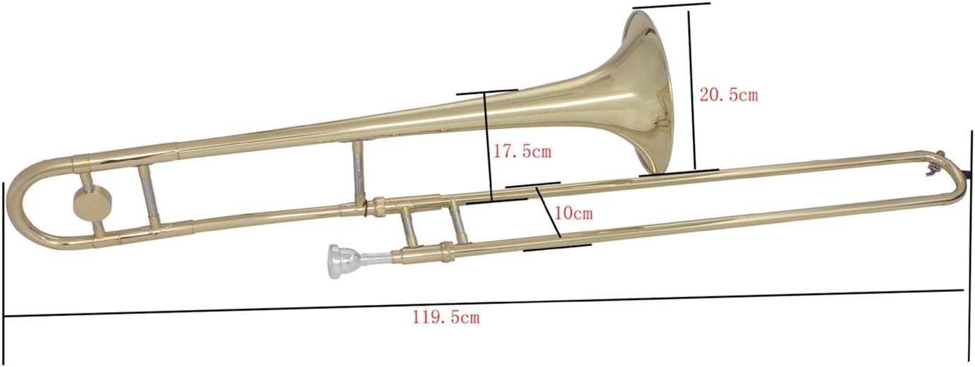 FLFL Student Trombone Alto Trombone Golden Silver Trombone Tube Brass Material (Color : Gold)