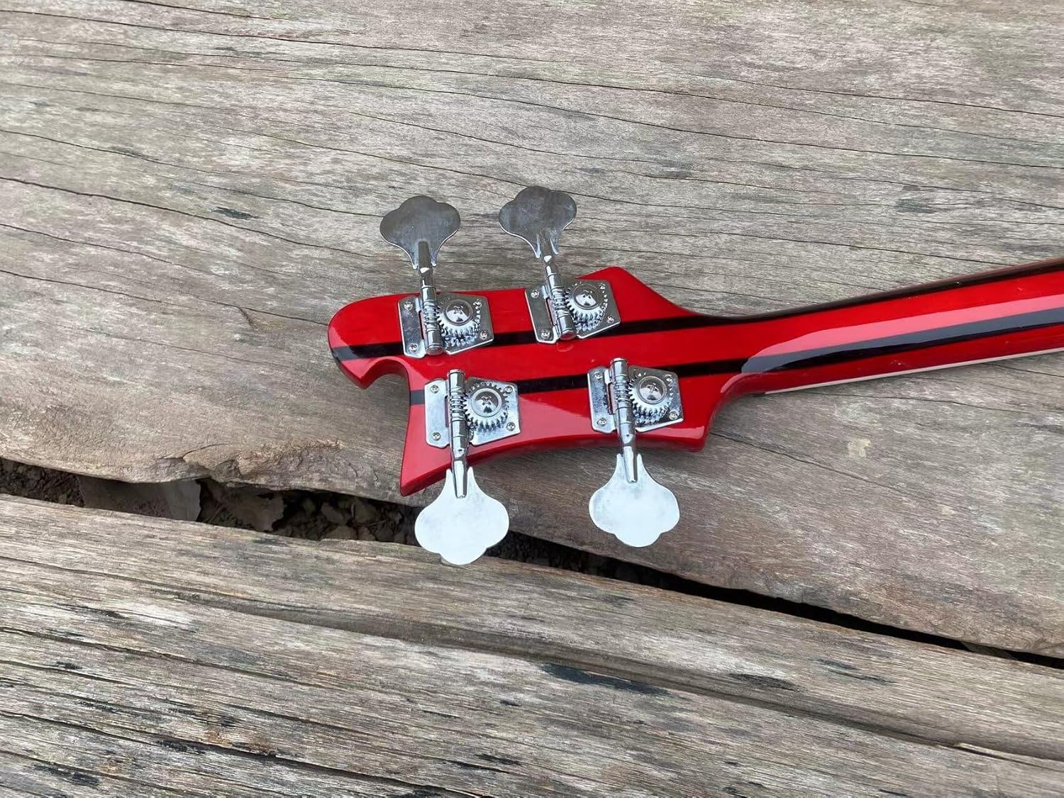 4-String Electric Bass Guitar - Red Neck-Thru Body, 5-Piece Maple & Rosewood Neck, Humbucker & Single Coil Pickups