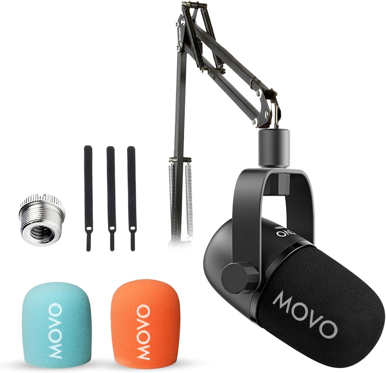 Movo Podcast Microphone Kit with CastMic Dynamic XLR Microphone with Boom Arm for Recording Vocals, PC, Gaming, Streaming, YouTube, and Musicians - Studio Cardioid Podcast Mic for Content Creators
