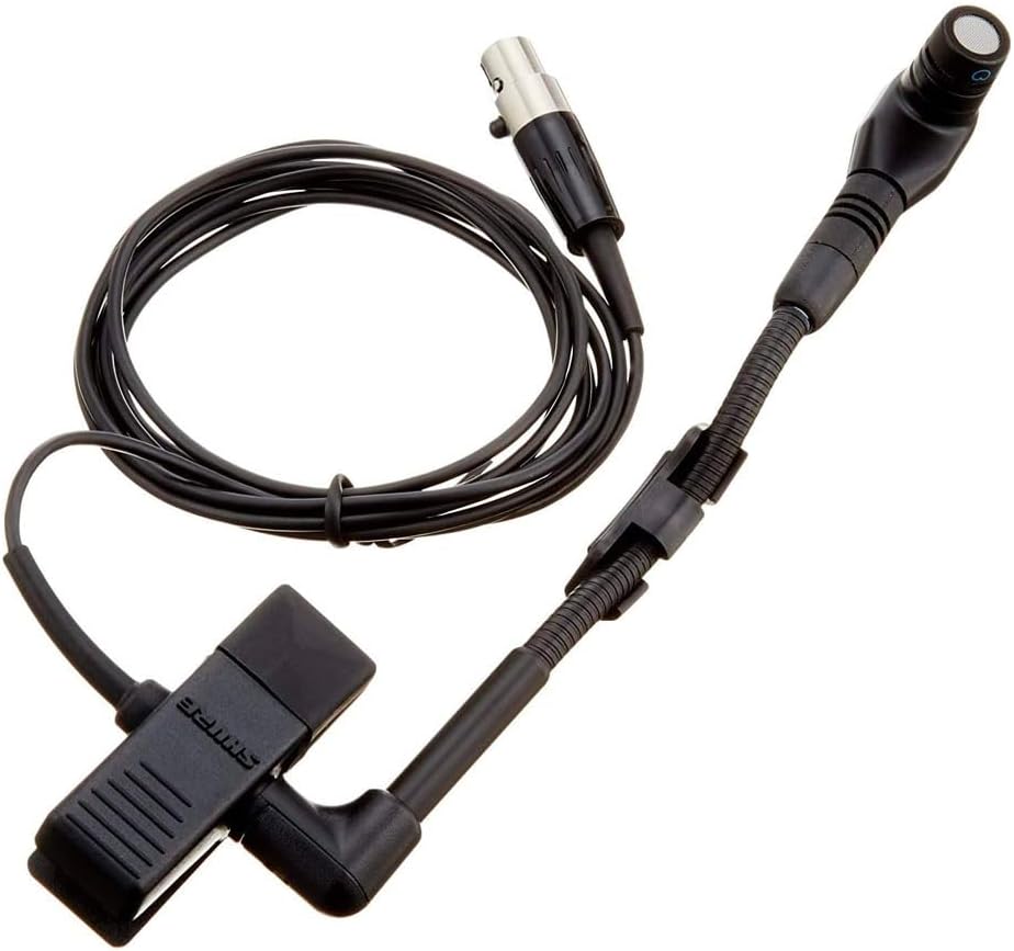 Shure Wireless BETA 98H/C Microphone - Miniature Instrument Mic with TA4F 4-pin mini XLR Connector, Cardioid Condenser, Clip-on with Gooseneck for Sax/Brass or Rim of Percussion (WB98H/C)